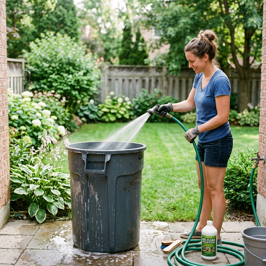 clean household trash cans